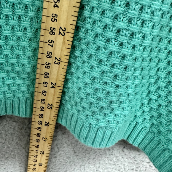 Talbots Sweater Womens Large Green Fisherman Knit Wool Blend Pullover Preppy - Picture 4 of 6